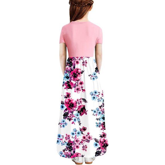 🆕Girls Pink Polyester Blend Casual Loose Fit Maxi Dress with Pockets, 1 - Picture 2 of 6